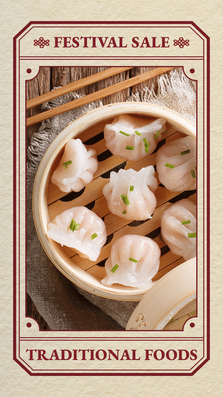 Chinese Delicious Food Background Special Frame Dumplings Promotion Simple Fashion Style Instagram Story预览效果