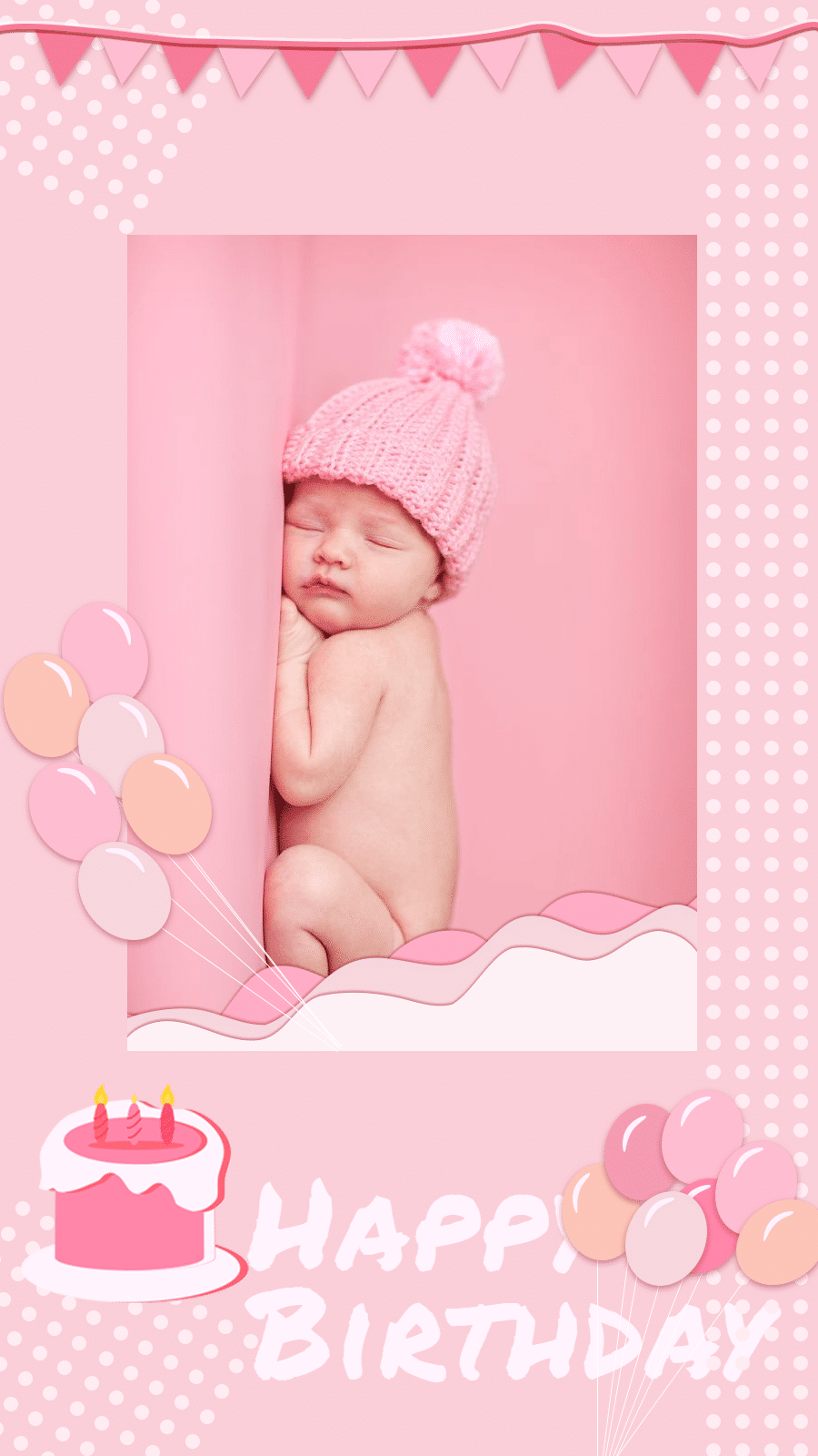 Simple Fres Baby Birthday Greeting Display Instagram Story预览效果