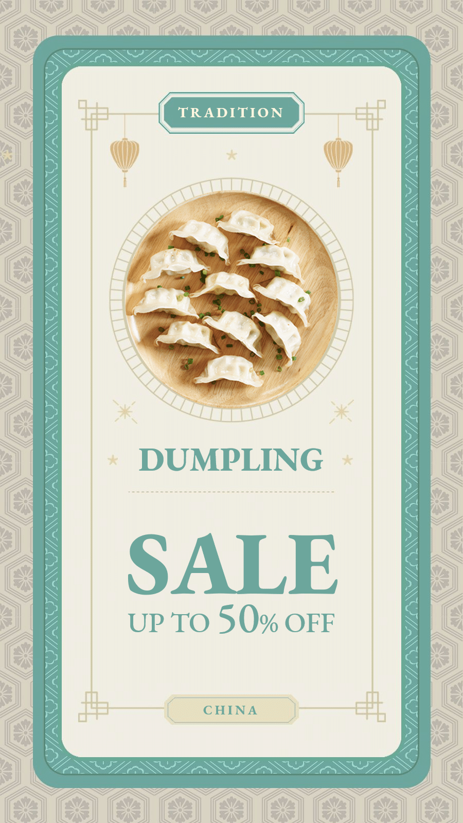 Creative China Traditional Dumpling Discount Sale Instagram Story