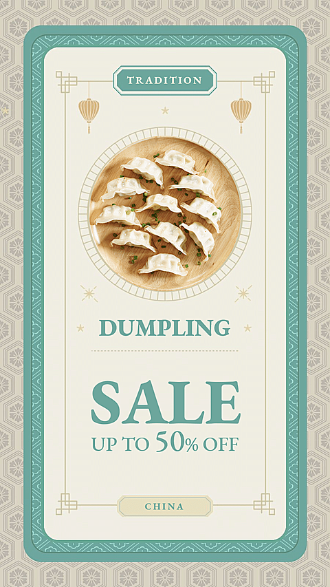 Creative China Traditional Dumpling Discount Sale Instagram Story