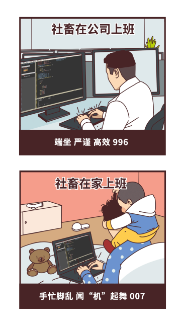 远程在线办公漫画手机海报预览效果