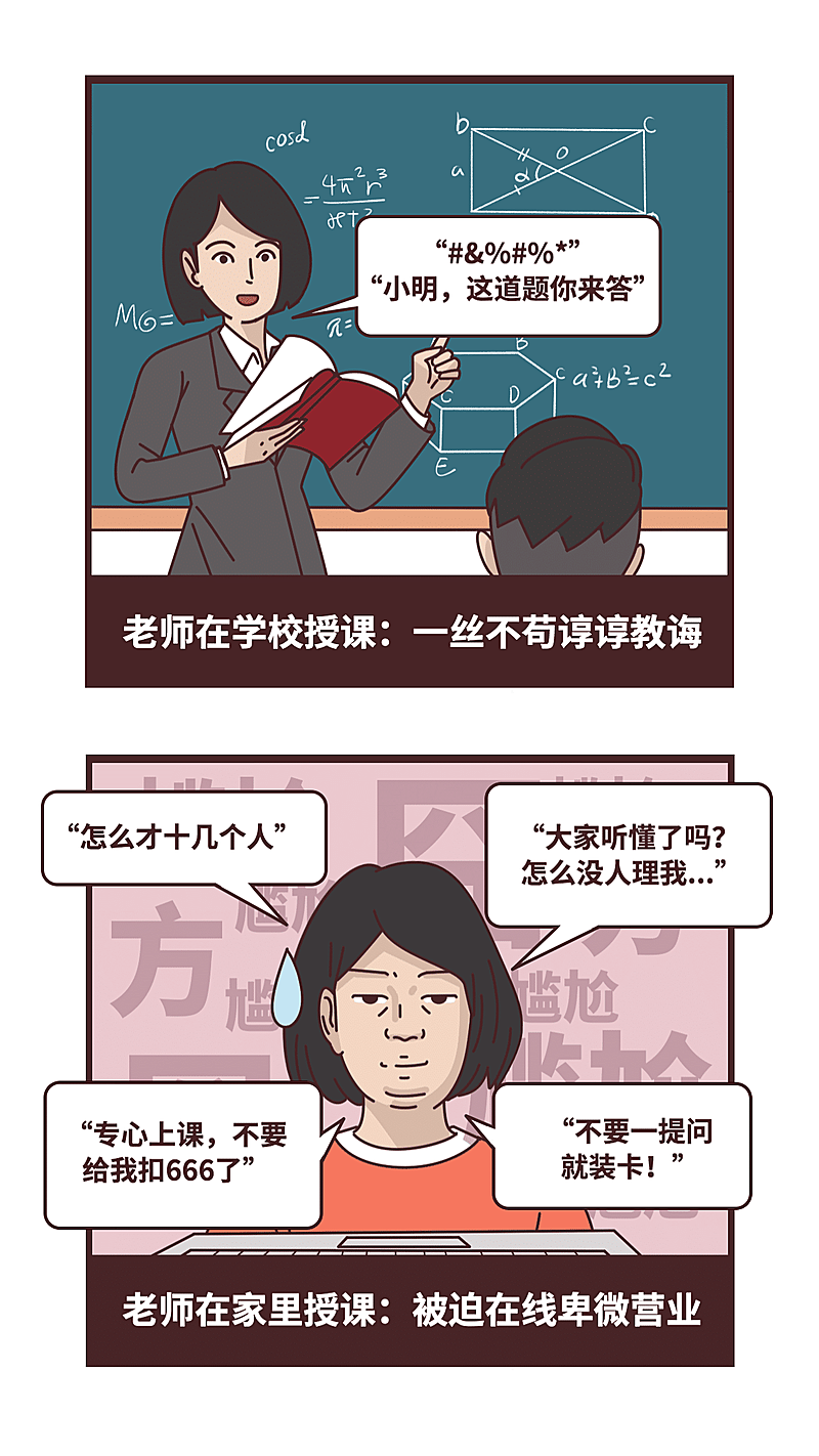 远程在线教育网课教师漫画手机海报