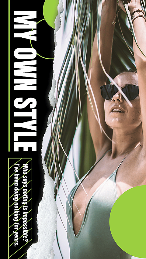 Fashion Paper Tear Style Woman's Swimsuit Ouifit Exhibition Instagram Story