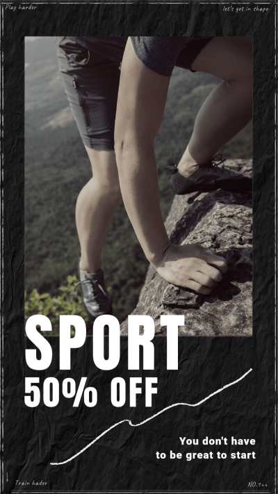 Frame Exercise Clothing Promotion Price Discount Black White Text Simple Fashion Art Style Instagram Story
