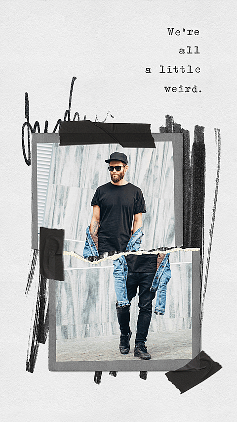 Creative Paper Tearing Background Sunglasses Man Instagram Story