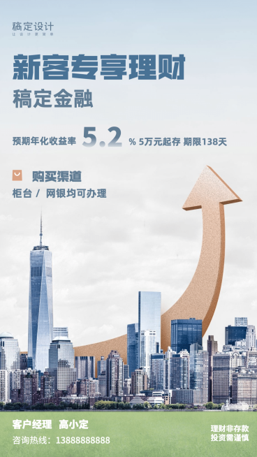金融保险产品营销新客专享理财海报预览效果