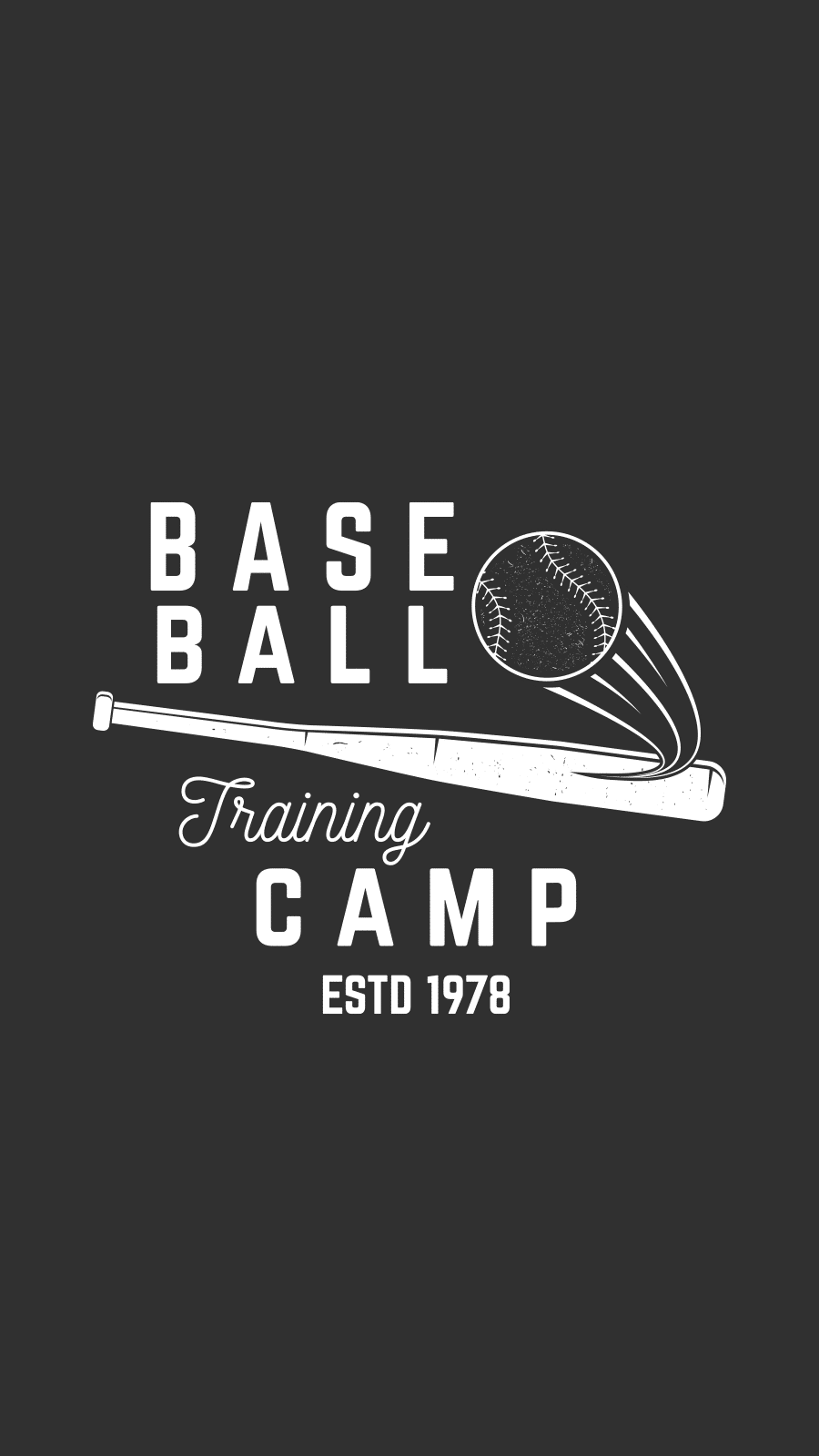 Handwritting Text Black Background Baseball Camp Cartoon Fashion Simple Style Instagram Highlight