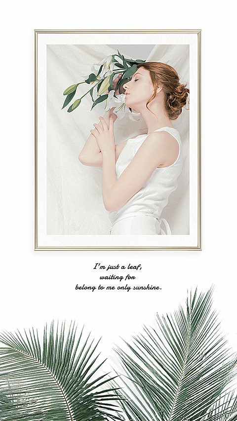 Special Green Leaves Frame Personal Photo Simple Fashion Art Style Instagram Story