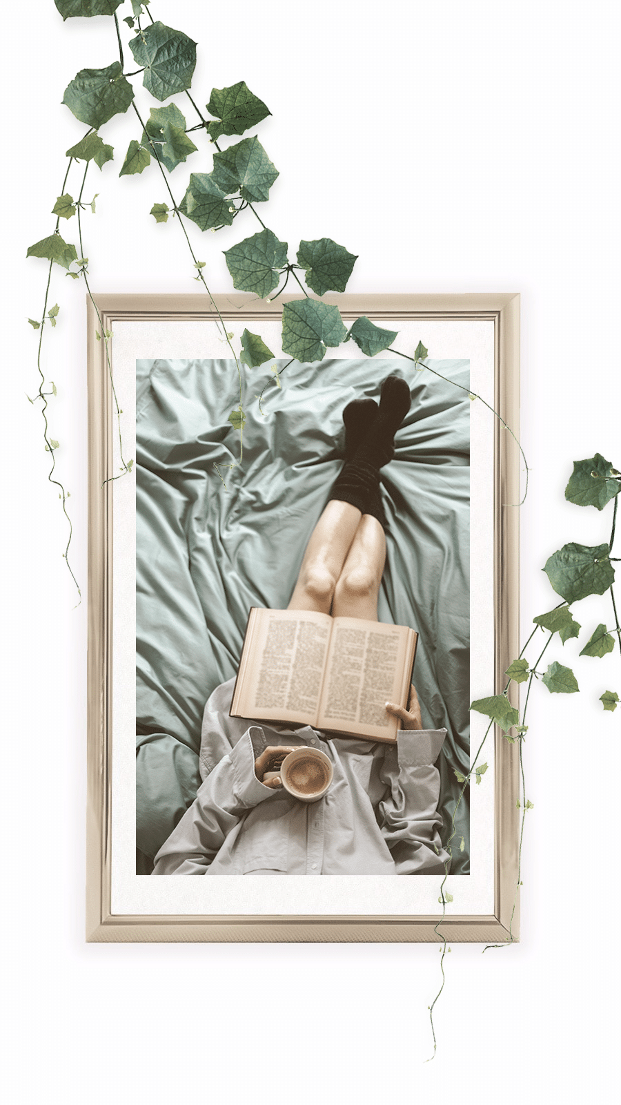 Fresh Plants Frame Book Girl Lifestyle Show Instagram Story