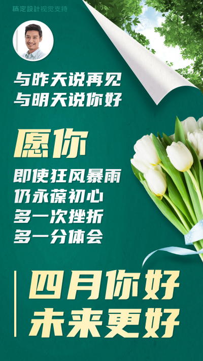 大字4月初问候祝福手机海报