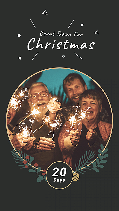 Black Background Merry Christmas Family Photo Fashion Simple Style Poster Instagram Story
