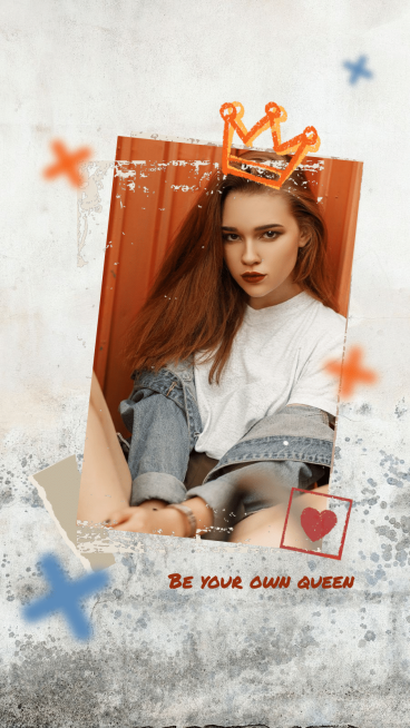 Retro Style Hand Painted Crown Element Woman Positive Text Quotes Instagram Story预览效果
