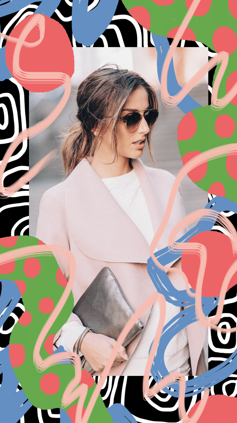 Fashion Colorful Graffiti Surround Sunglasses Woman Instagram Story