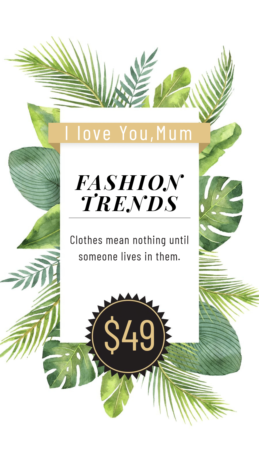 Green Leaf Frame Simple Fresh Mother's Day Clothes Promo Ecommerce Story预览效果