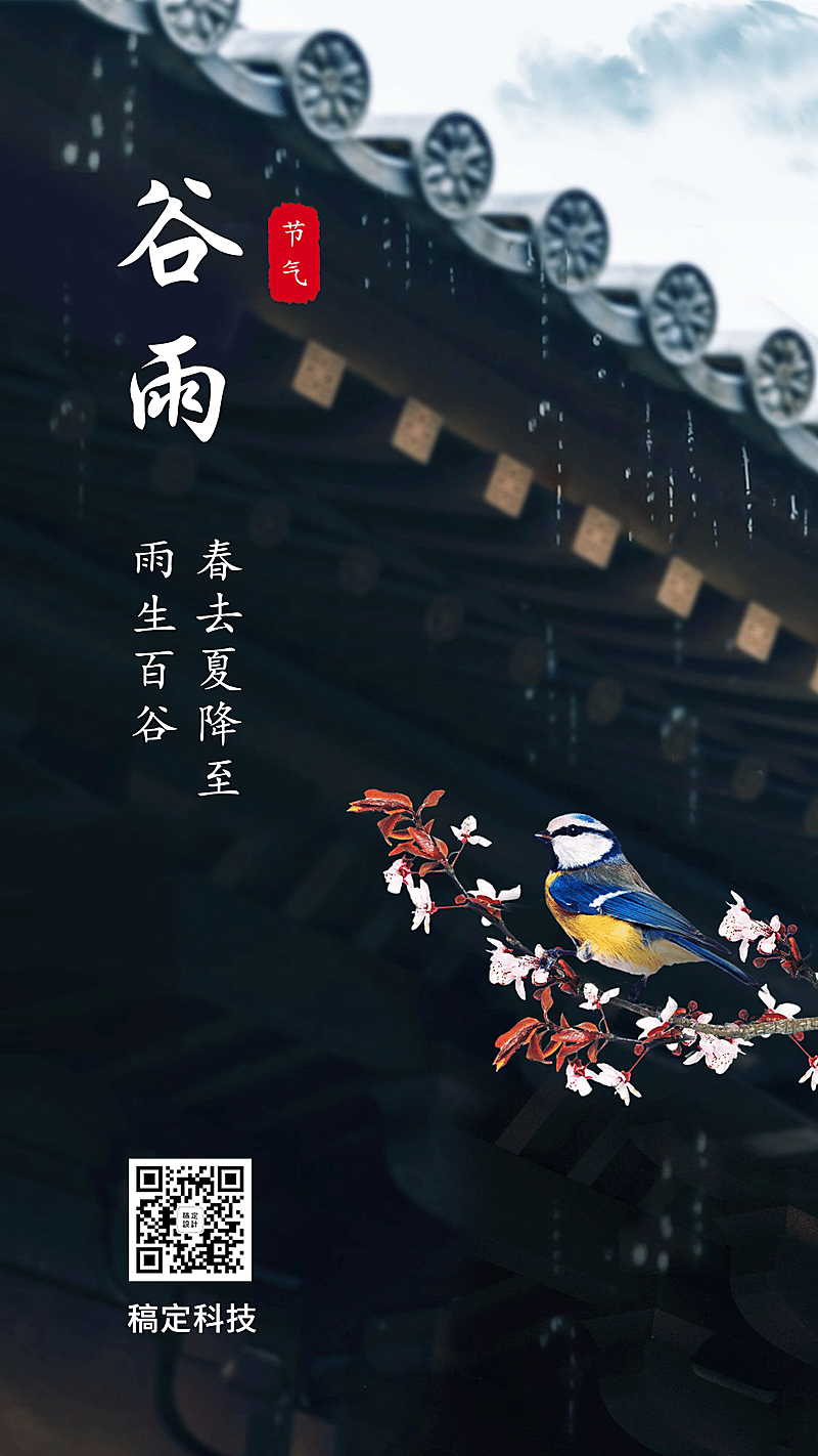 谷雨节气实景手机海报