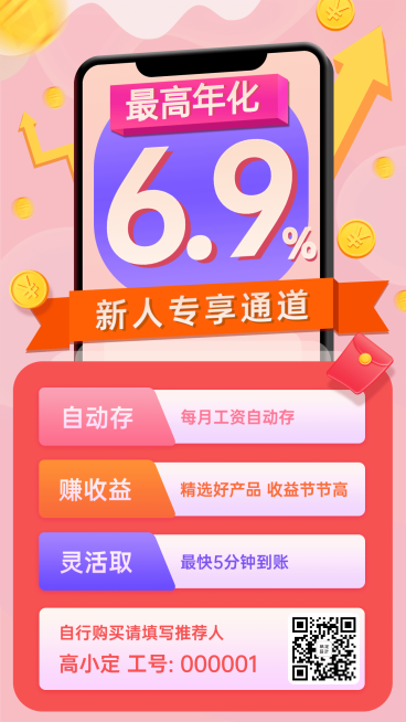 金融保险新人专享理财产品营销海报预览效果