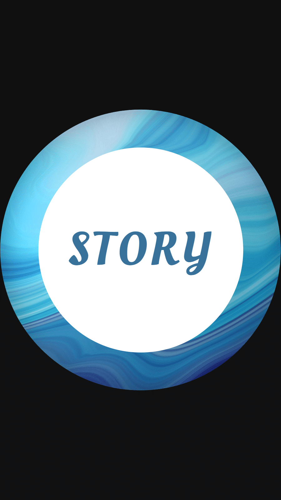 Black Background Blue Watercolor Circle Frame Simple Text Style Instagram Highlight