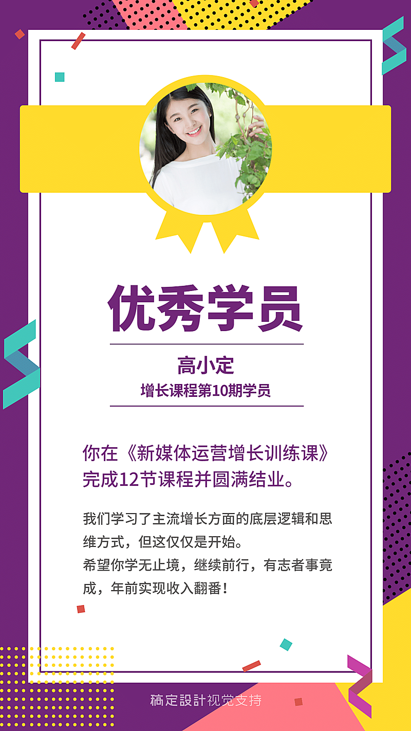 知识付费社群优秀学员结业证书模板