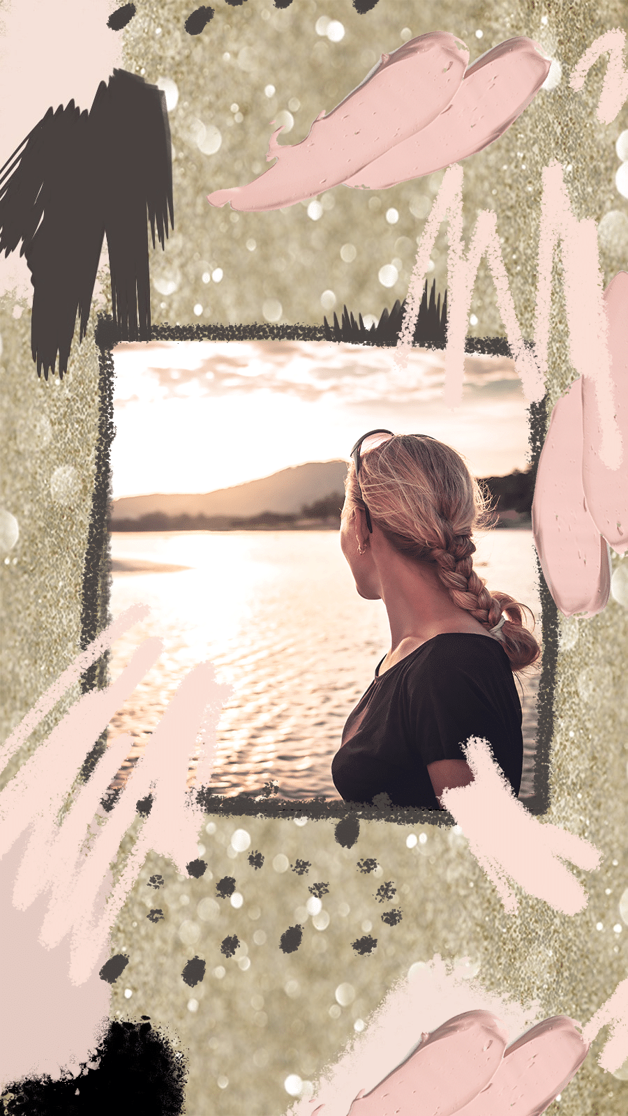 Literary Brush Element Woman River Scene Illustration Instagram Story