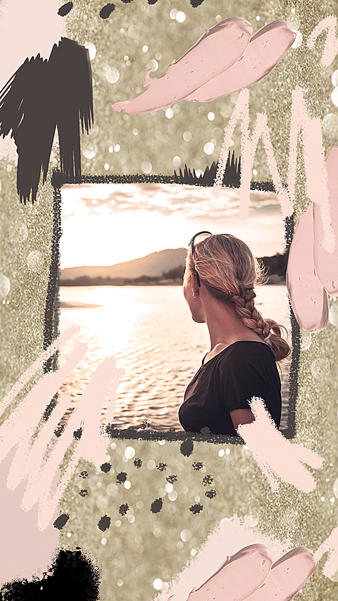 Literary Brush Element Woman River Scene Illustration Instagram Story