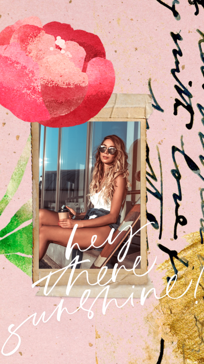 Retro Watercolor Flower Sunglasses Girl Instagram Story