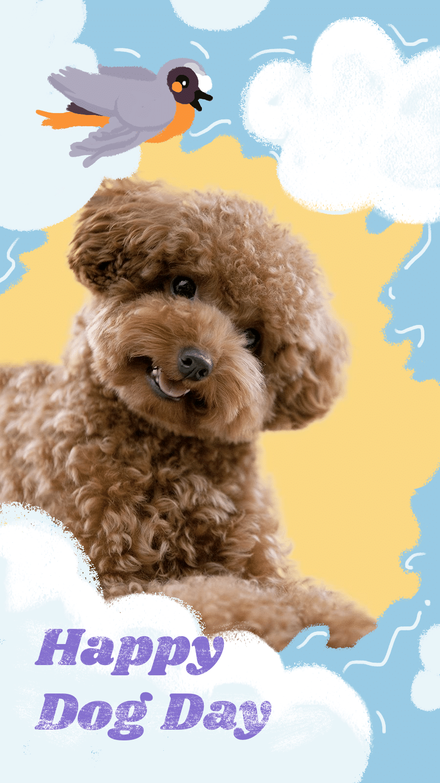 Cute Hand Painted Clouds Decorate Dog Day Record Instagram Story