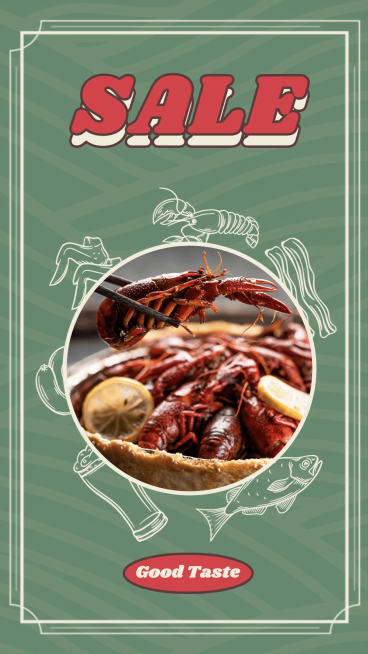 Retro Style Chinese Lobster Display Introduction Instagram Story预览效果