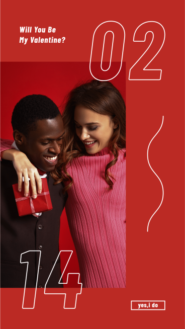 Valentine's Day Senior Couple Photo Picture Simple Fashion Style Instagram Story预览效果