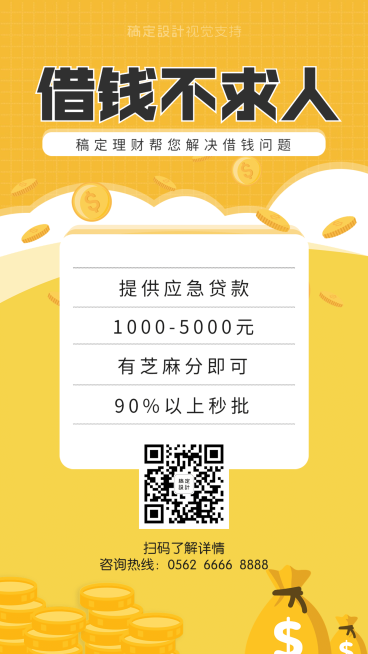 金融保险借钱贷款手机海报预览效果