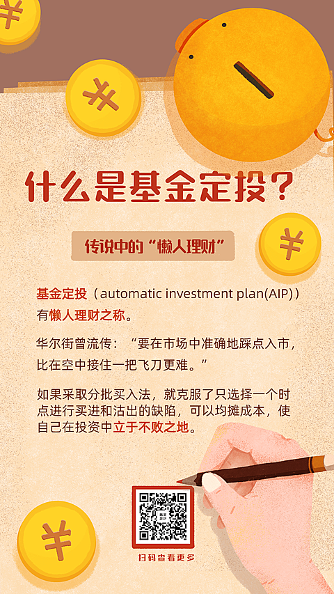 金融保险什么是基金定投可爱理财知识海报