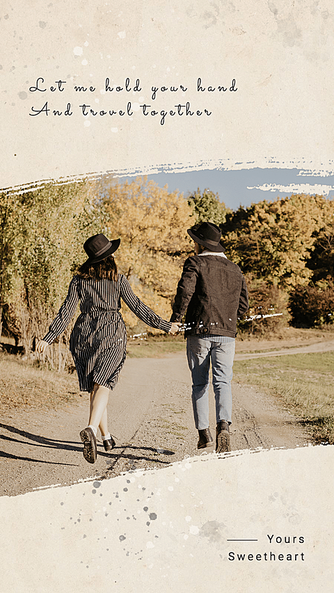Literary Ink Decorate Running Couple Moment Record Instagram Story