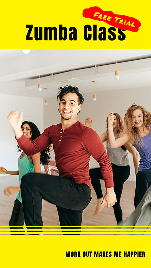 Yellow Background Sport Yoga Class Promotion Simple Fashion Style Instagram Story