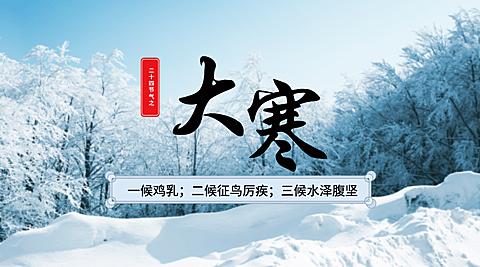 二十四节气大寒横版海报