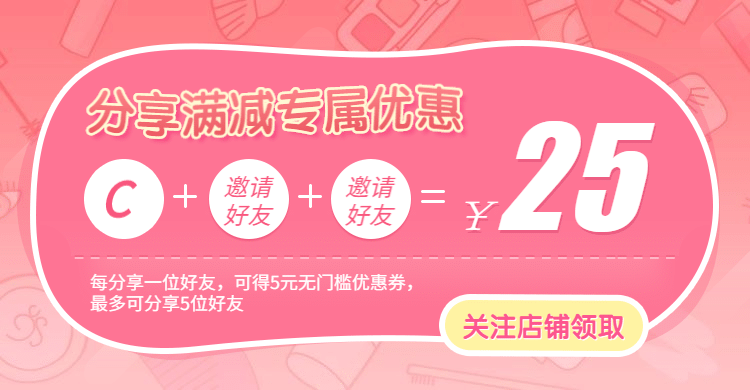美妆分享券裂变优惠券海报预览效果