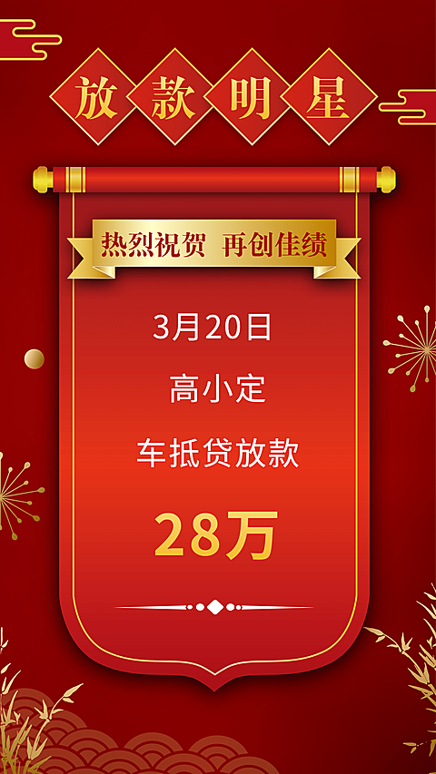 金融保险放款明星喜庆锦旗喜报表彰海报