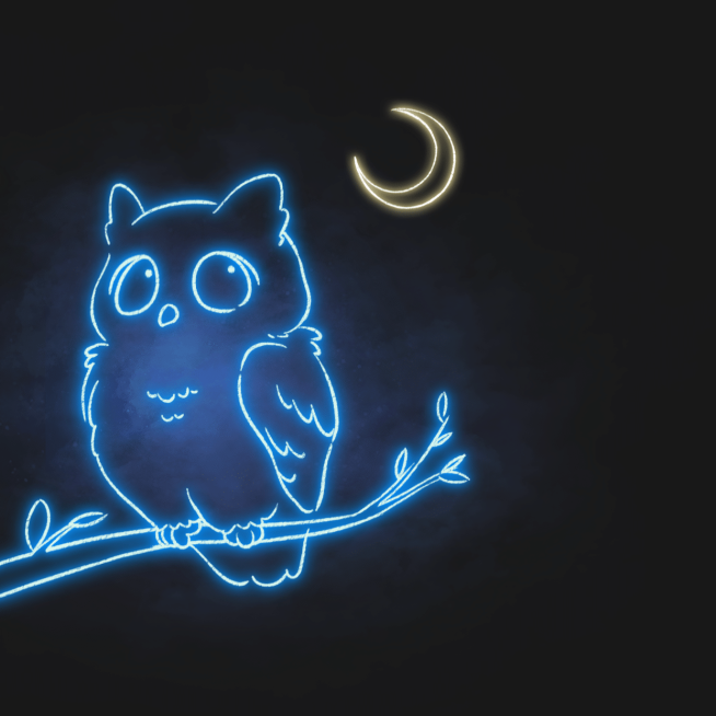 深夜模式猫头鹰荧光朋友圈封面预览效果