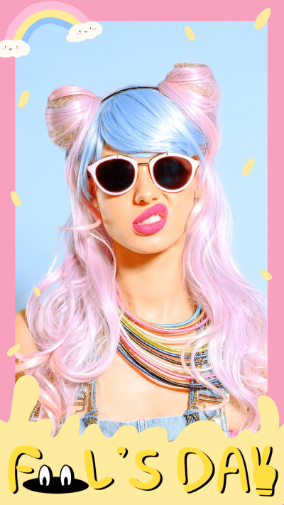 Cute Color Block April Fool's Day Sunglasses Woman Instagram Story
