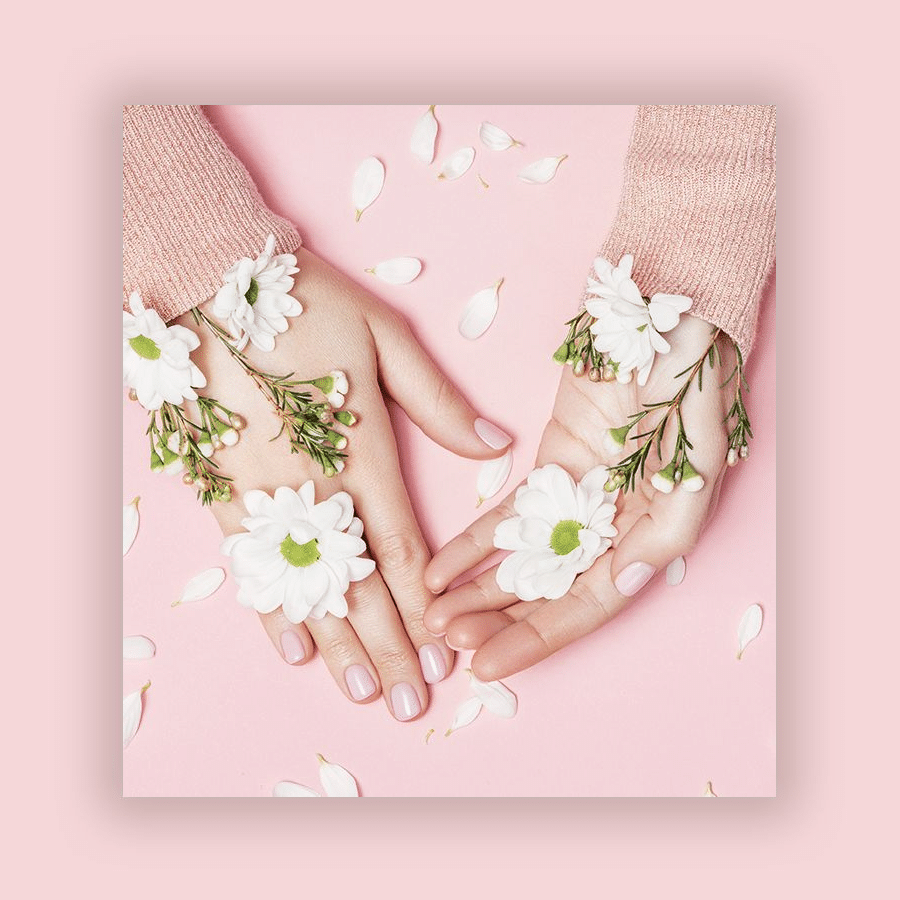Pink Background Flower Hand Photo Fashion Simple Style Poster Instagram Post