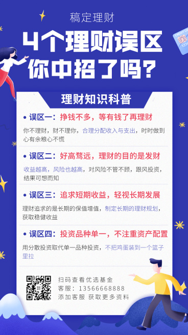金融保险4个理财误区知识科普海报预览效果