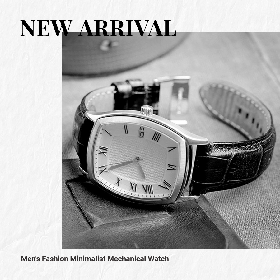 Minimalist Men's Mechanical Watch Display Introduction Instagram Post预览效果