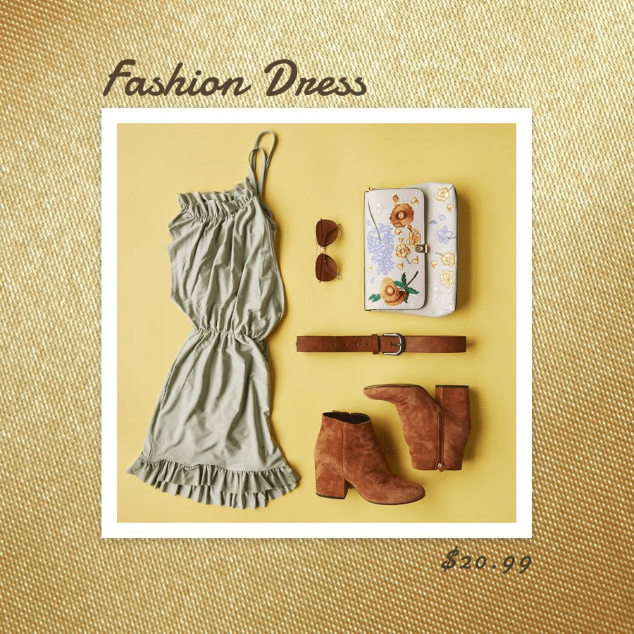 Gold Background Simple Fashion Women's Dress Display Instagram Post