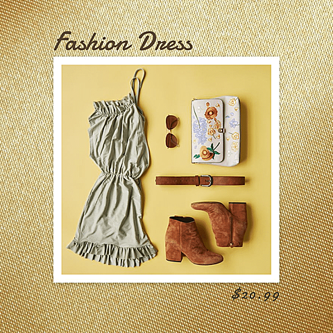 Gold Background Simple Fashion Women's Dress Display Instagram Post