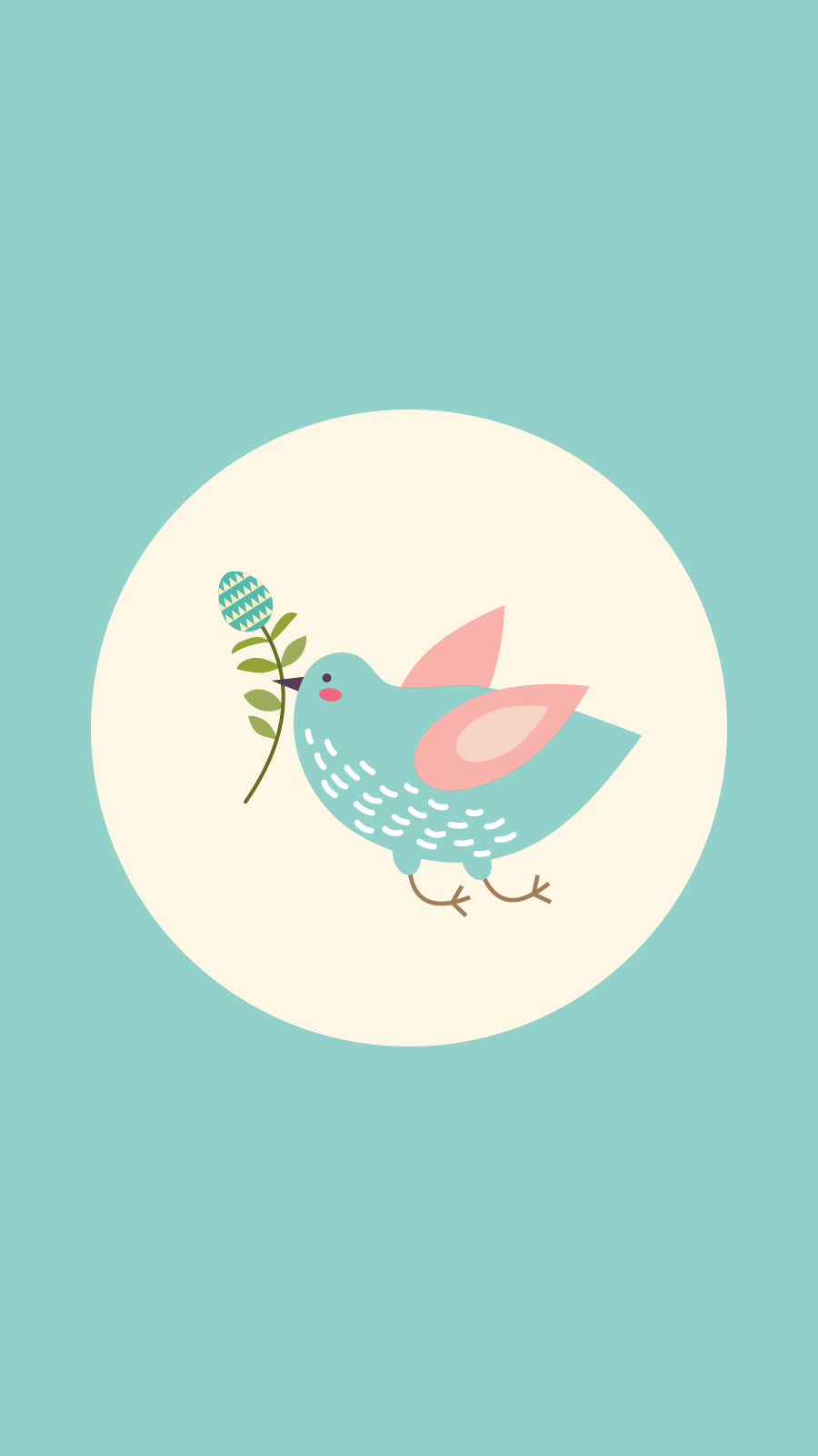 Easter Cyan Background Bird Simple Style Instagram Highlight