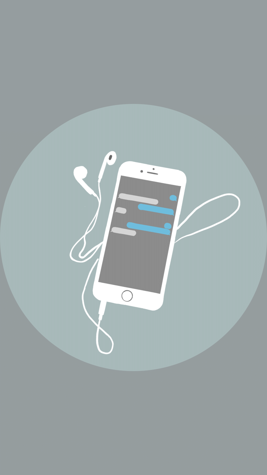Cartoon Gray Color Circle Phone with Ear Pods Instagram Highlight