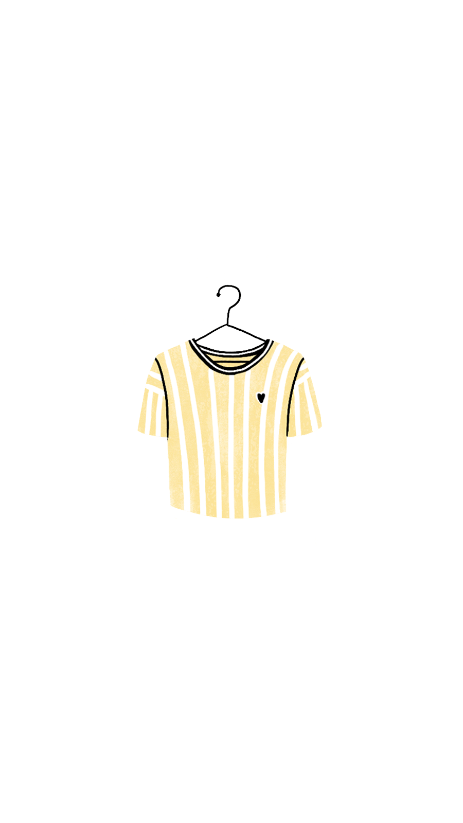 LIterary Hand Painted Cartoon Yellow Stripe T-Shirt Instagram HIghlight