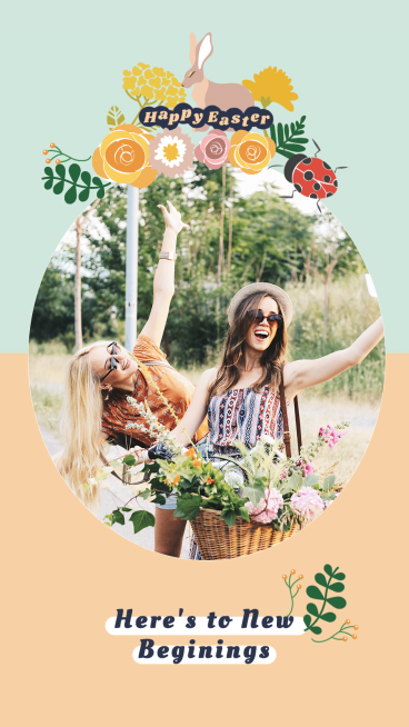 Literary Easter Greeting Girls Selfie Display Instagram Story预览效果