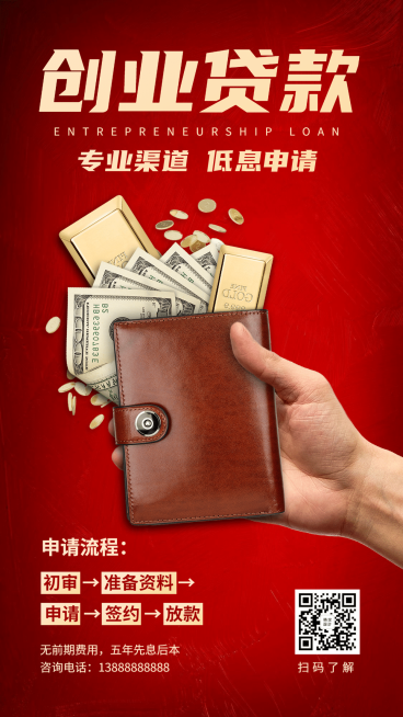 金融保险专业创业贷款服务申请海报预览效果