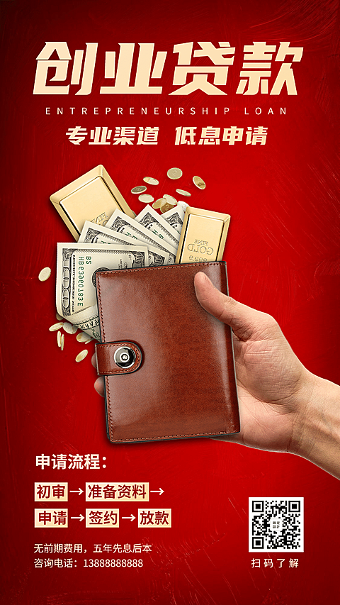 金融保险专业创业贷款服务申请海报