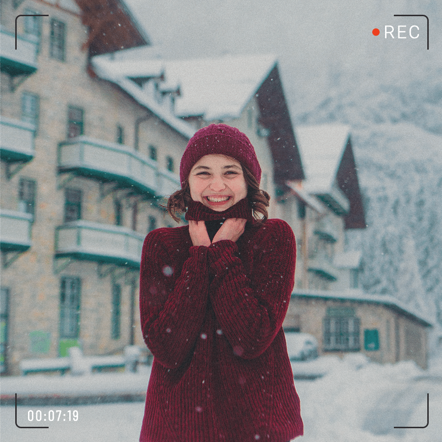 Woman Smile Snow Photo Fashion Simple Style Poster Instagram Post