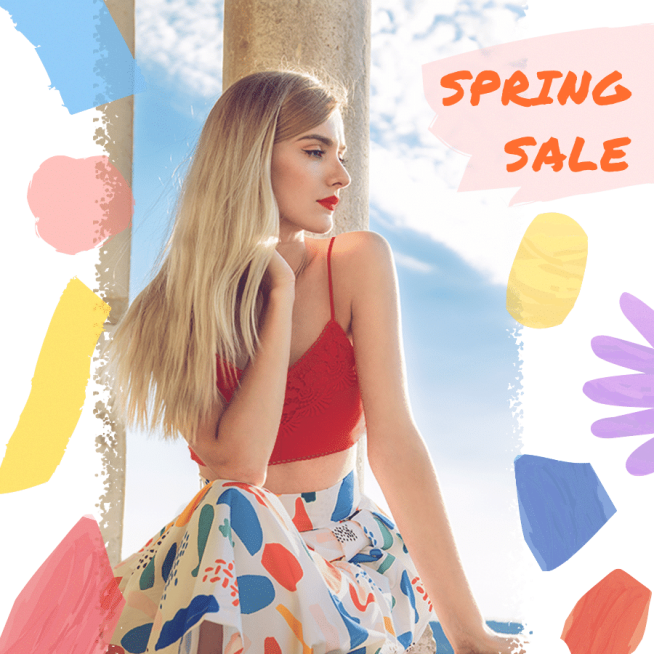 Fashion Women's Wear Spring Sale Discount Instagram Post预览效果